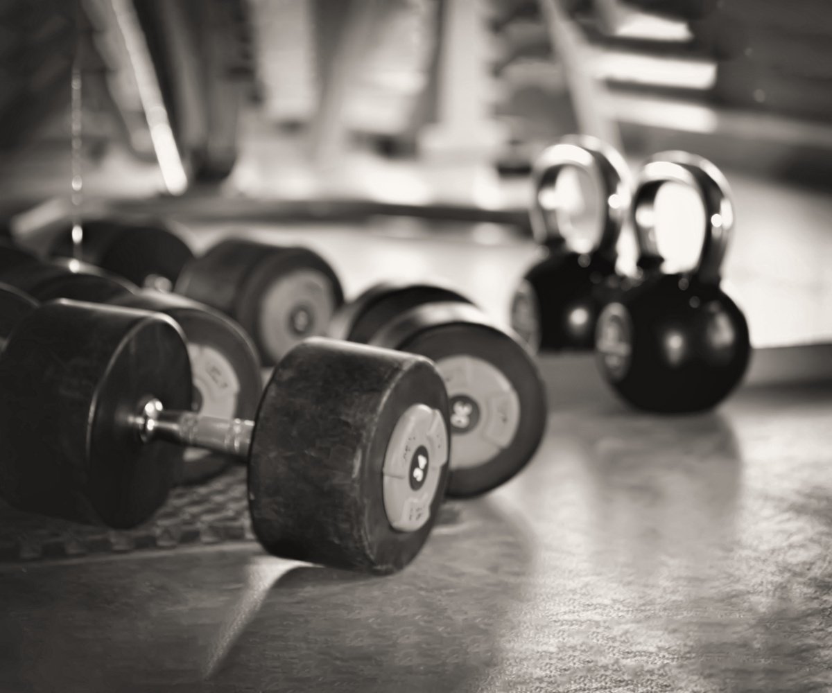 Gym Equipment. Workout training and fitness gym concept.